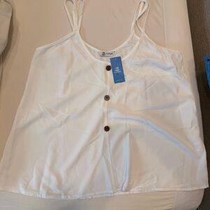 Cupshe White Button-Down Tank Top